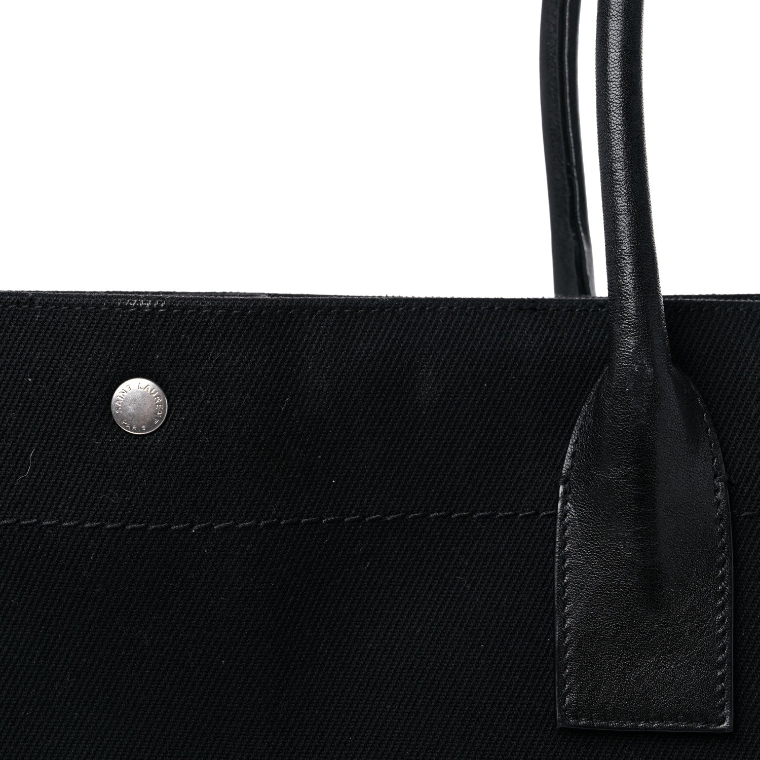 Saint Laurent Linen Calfskin Rive Gauche Tote Black 15 of 19