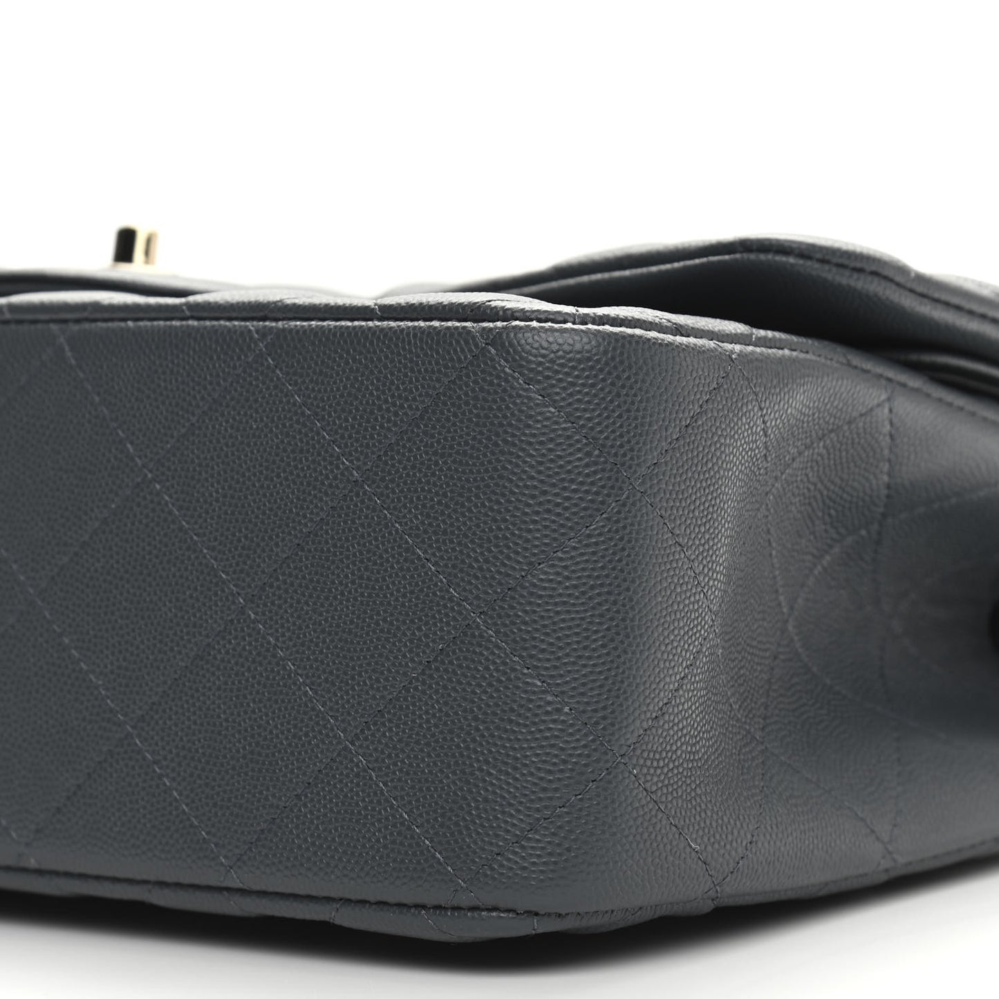 Caviar Quilted Jumbo Double Flap Grey