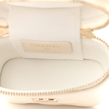Chanel Caviar Quilted Small Handle With Care Vanity Case With Chain White 5 of 9