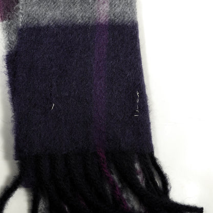 Burberry Cashmere Giant Check Fringe Scarf Purple 4 of 4