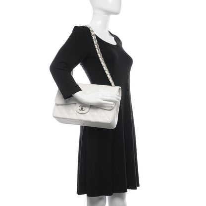 Chanel Caviar Quilted Jumbo Double Flap White 3 of 16