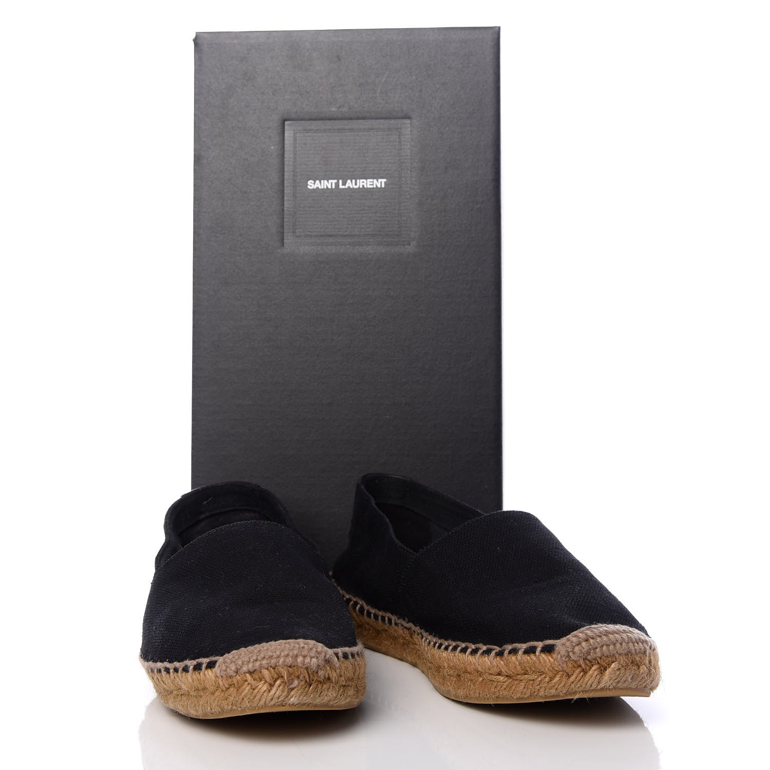 Saint Laurent Canvas Nappa Elba Light Logo Embroidered Espadrilles 38 Black 9 of 9