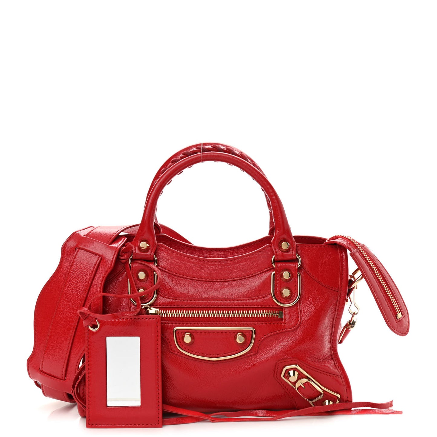 Chevre Gold Metallic Edge Hardware Mini City Rouge Grenade