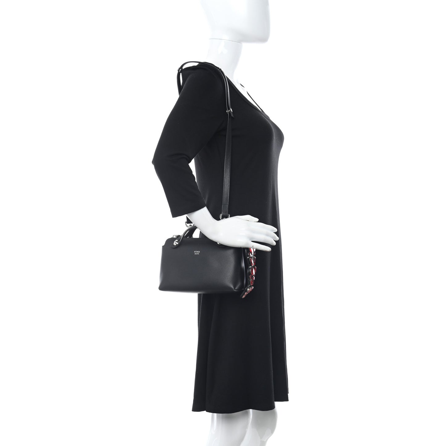 Vitello Dolce Crystal Heart Croc Tail Mini By The Way Boston Bag Black Rosso