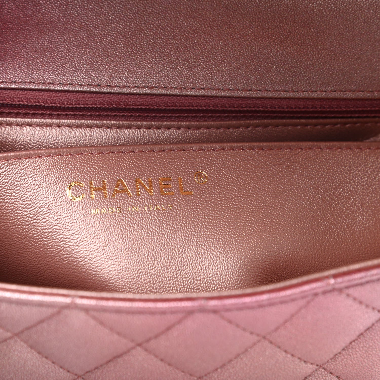 Chanel Metallic Lambskin Quilted Ombre Mini Rectangular Flap Pink 6 of 9