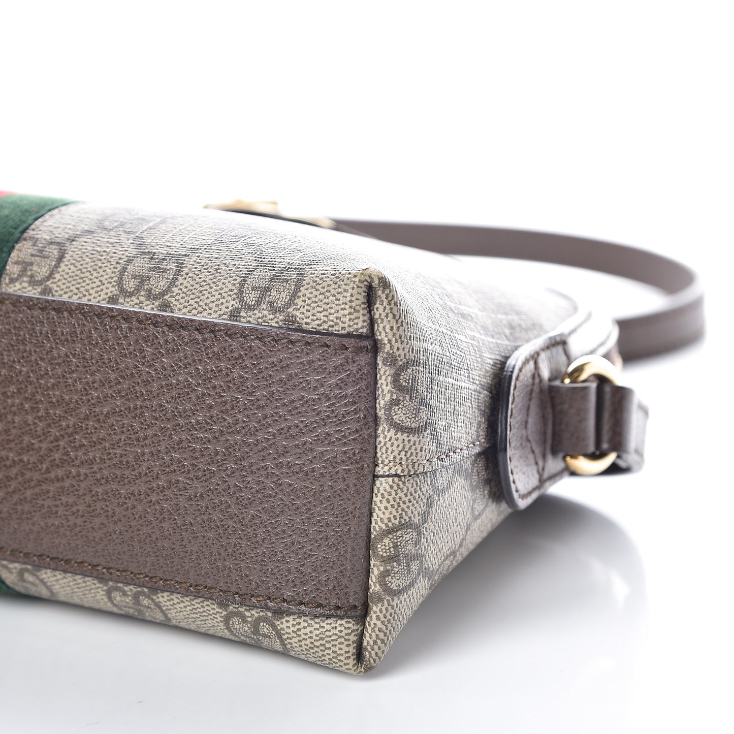 GG Supreme Monogram Textured Dollar Calfskin Web Small Ophidia Dome Shoulder Bag Beige Ebony New Acero