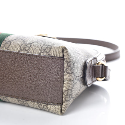 Gucci GG Supreme Monogram Textured Dollar Calfskin Web Small Ophidia Dome Shoulder Bag Beige Ebony New Acero 6 of 11