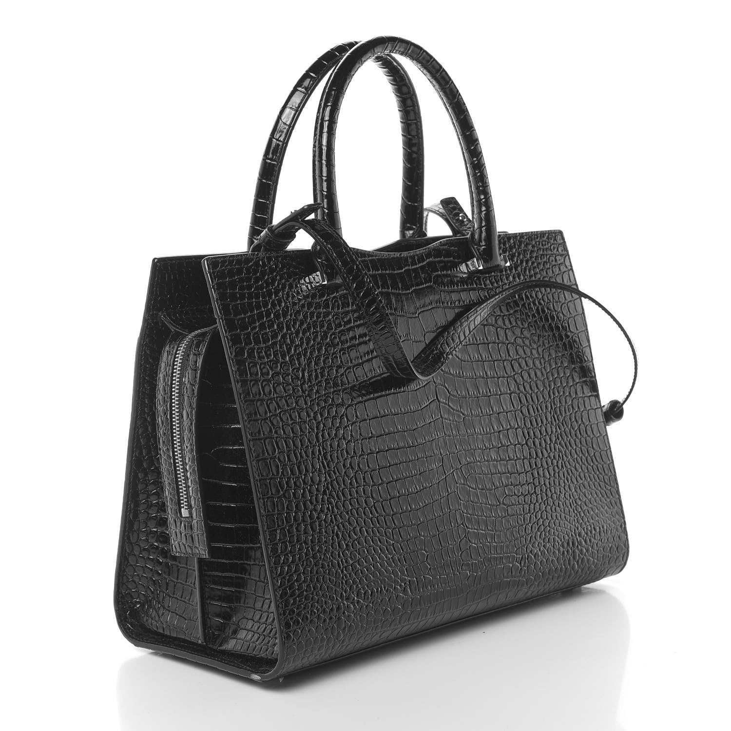 Saint Laurent Croc Calfskin Embossed Medium Uptown Tote Black 5 of 12