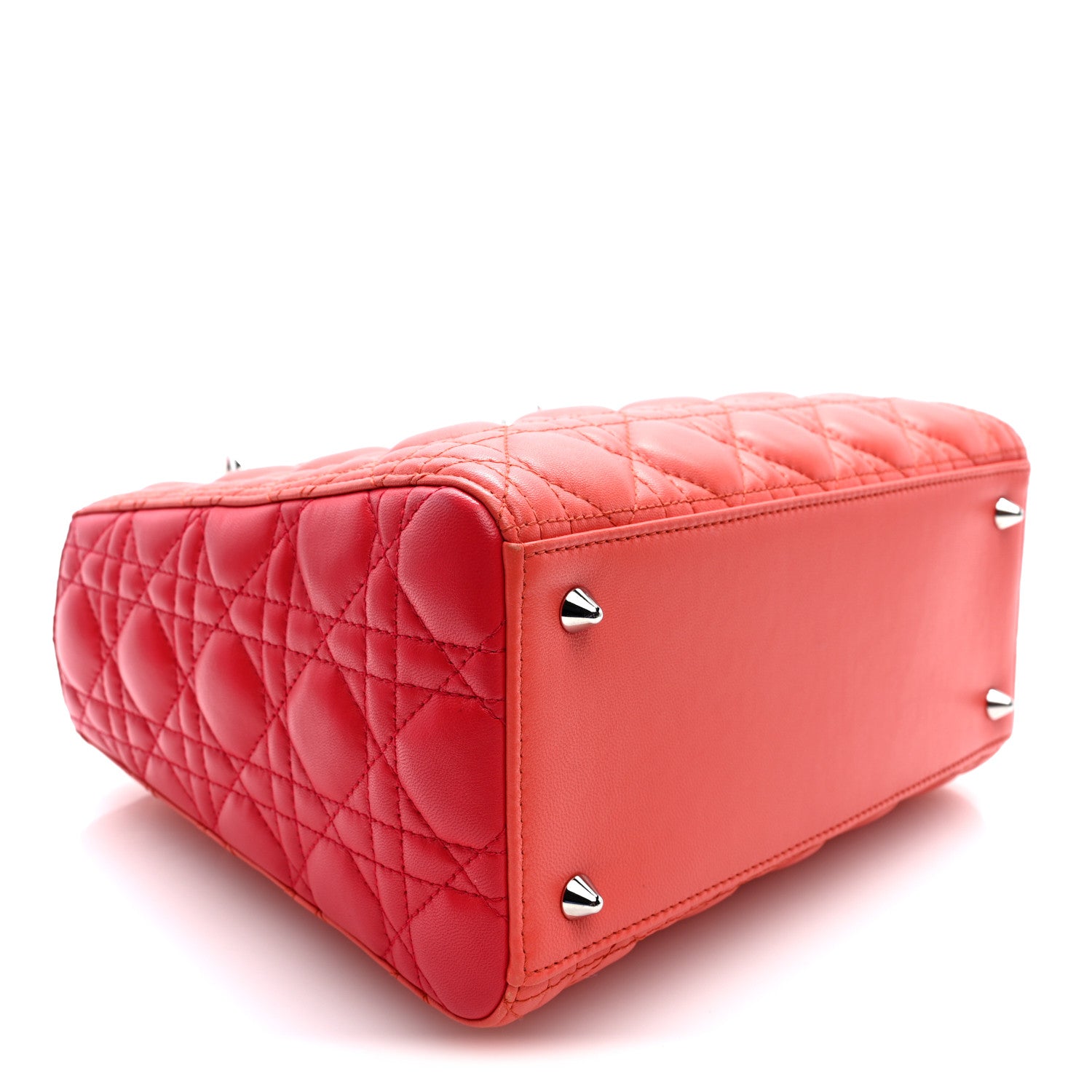 Christian Dior Lambskin Cannage Tri-Color Medium Lady Dior Orange Riviera Fuchsia Cosmopolitan Lipstick Natural 4 of 9