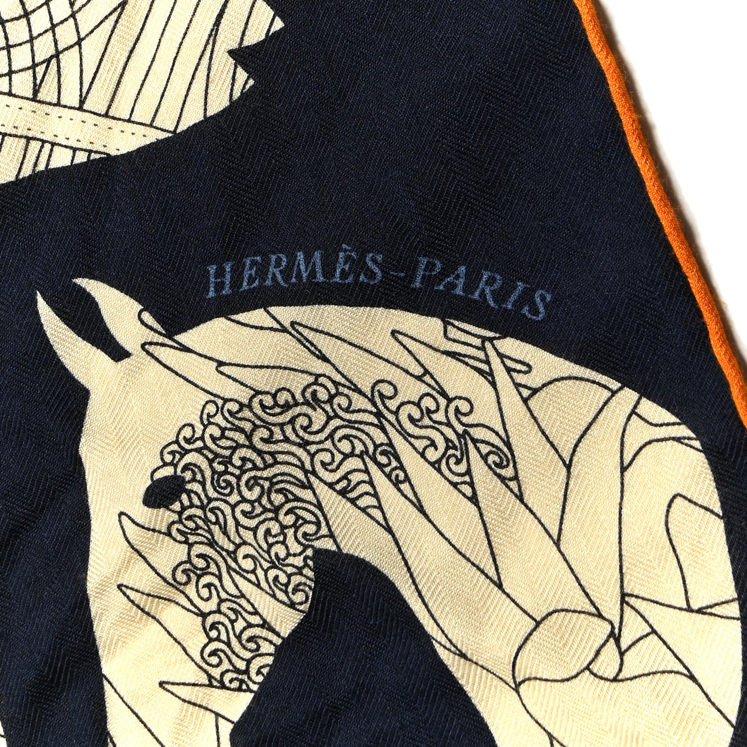 Hermes Cashmere Silk Bal de Soie Triangle Scarf Marine Naturel Roux 2 of 5