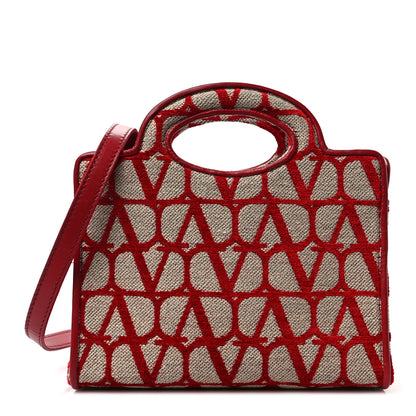 Valentino Garavani Toile Iconographe Goatskin Mini Le Troisieme Shopping Bag Naturale Rosso Valentino 1 of 6