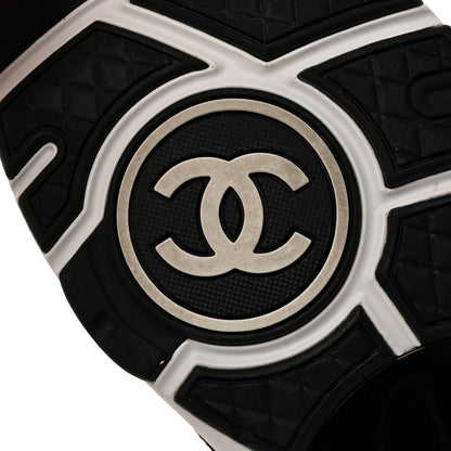 Chanel Fabric Suede Calfskin CC Sneakers 38.5 White Black 8 of 9
