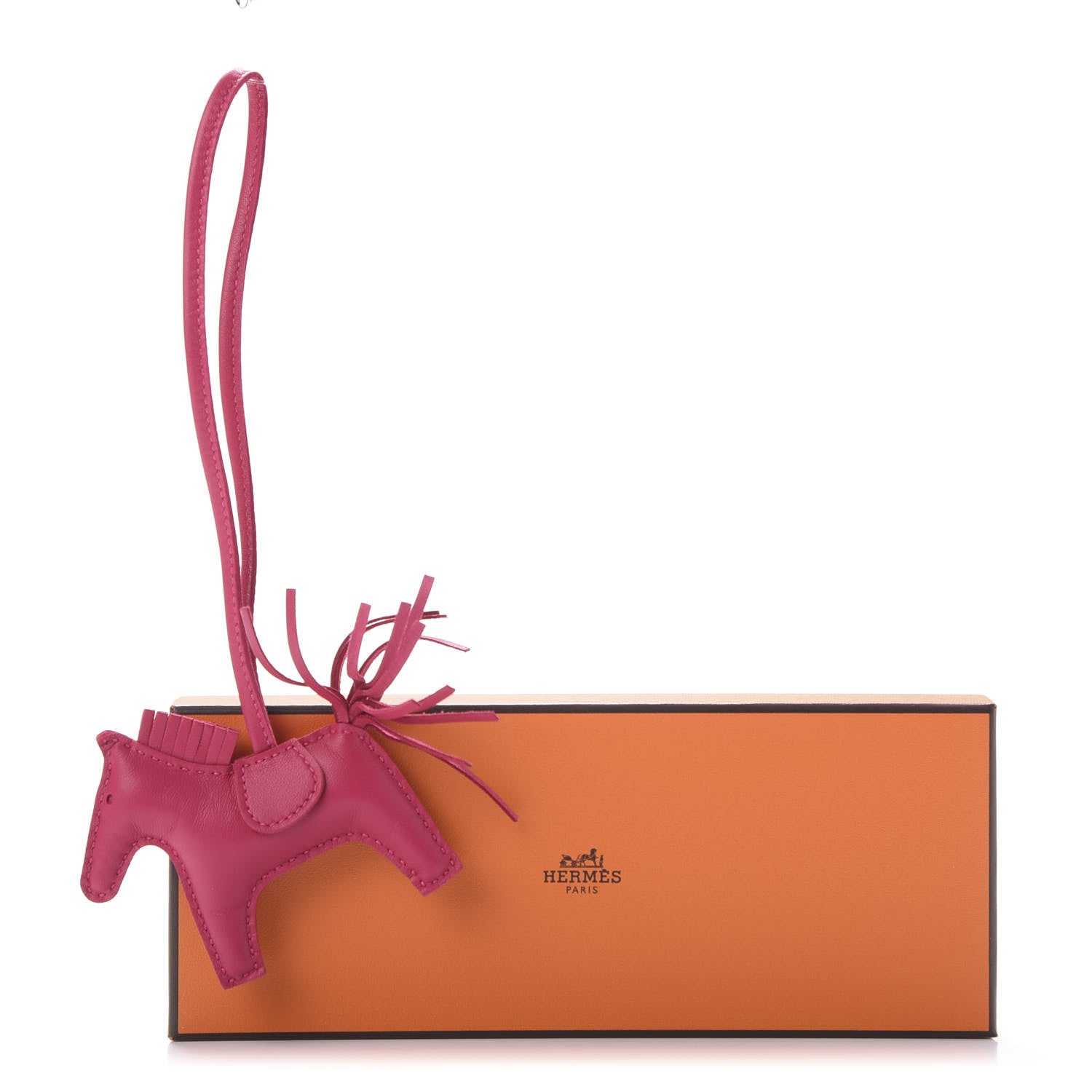 Hermes Milo Lambskin Grigri Rodeo Horse Bag Charm PM Rose Mexico 5 of 5