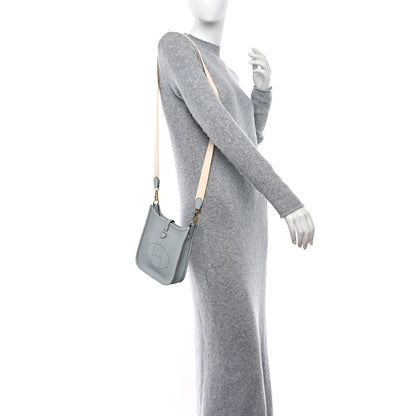 Hermes Taurillon Clemence Amazone Evelyne TPM Bleu Pale Nata 2 of 9