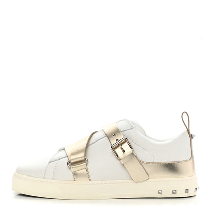 Valentino Garavani Calfskin Womens V Punk Low Top Sneakers 37.5 White Platino 1 of 8