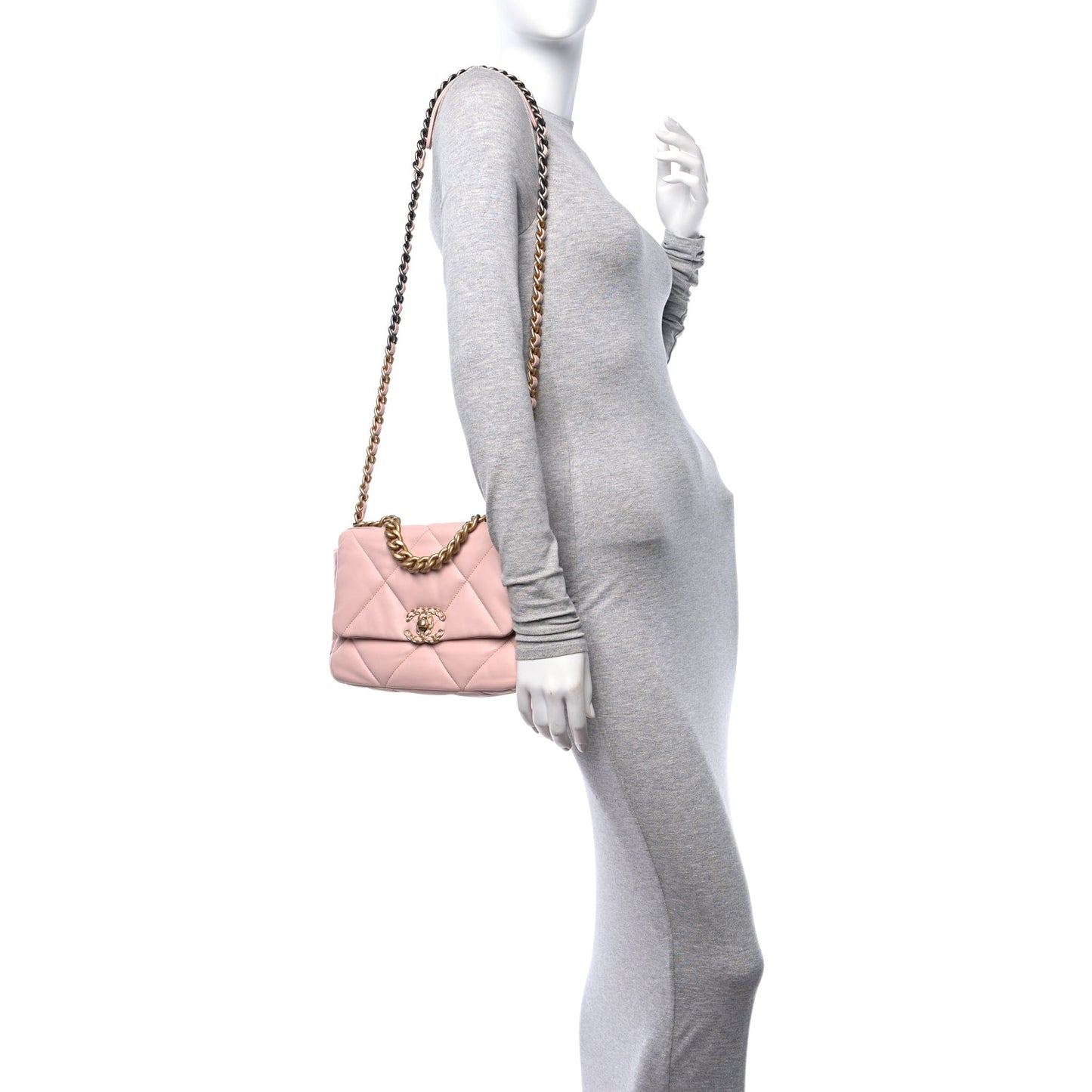 Goatskin Quilted Medium Chanel 19 Flap Light Pink