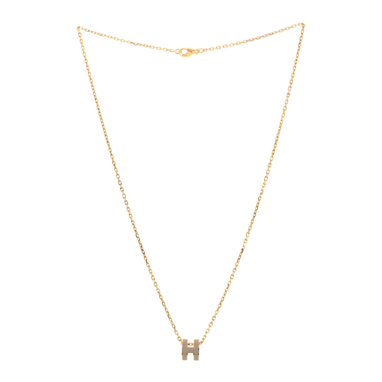 Lacquered Rose Gold Mini Pop H Pendant Necklace Marron Glace