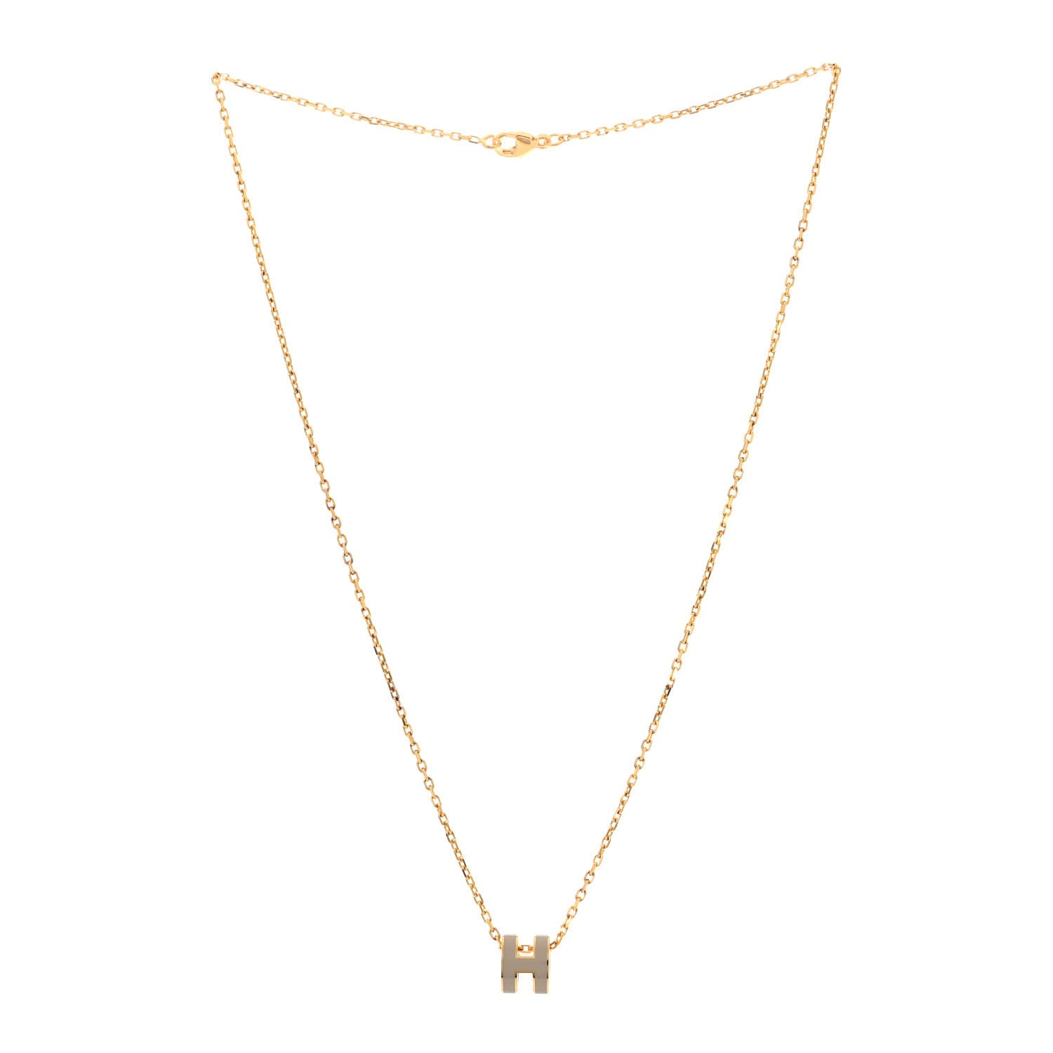 Hermes Lacquered Rose Gold Mini Pop H Pendant Necklace Marron Glace 3 of 6