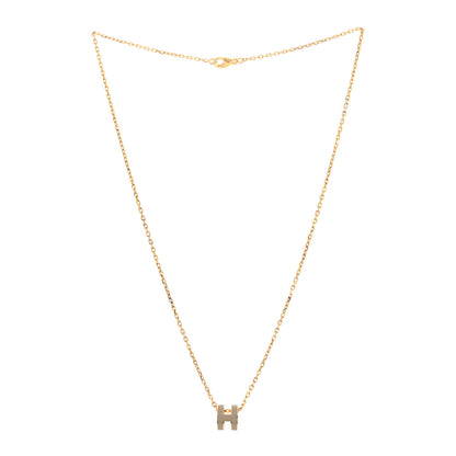 Hermes Lacquered Rose Gold Mini Pop H Pendant Necklace Marron Glace 3 of 6