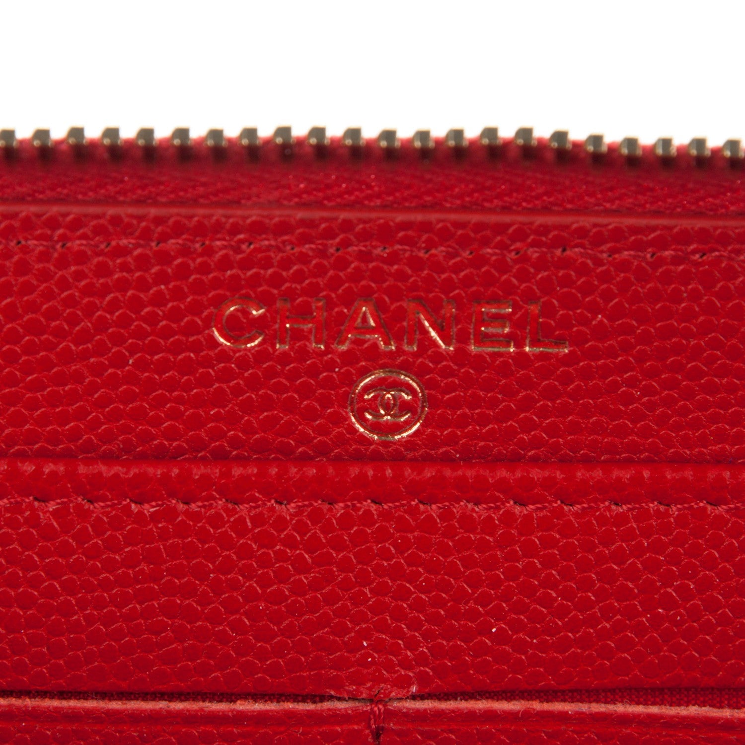 Chanel Caviar Camellia Embossed Zip Around Large Gusset Wallet Red 5 of 8