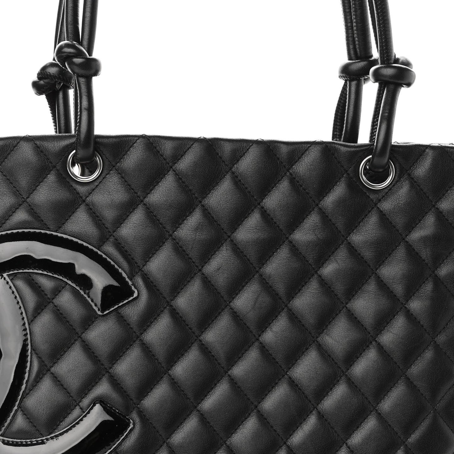 Calfskin Quilted Large Cambon Tote Black