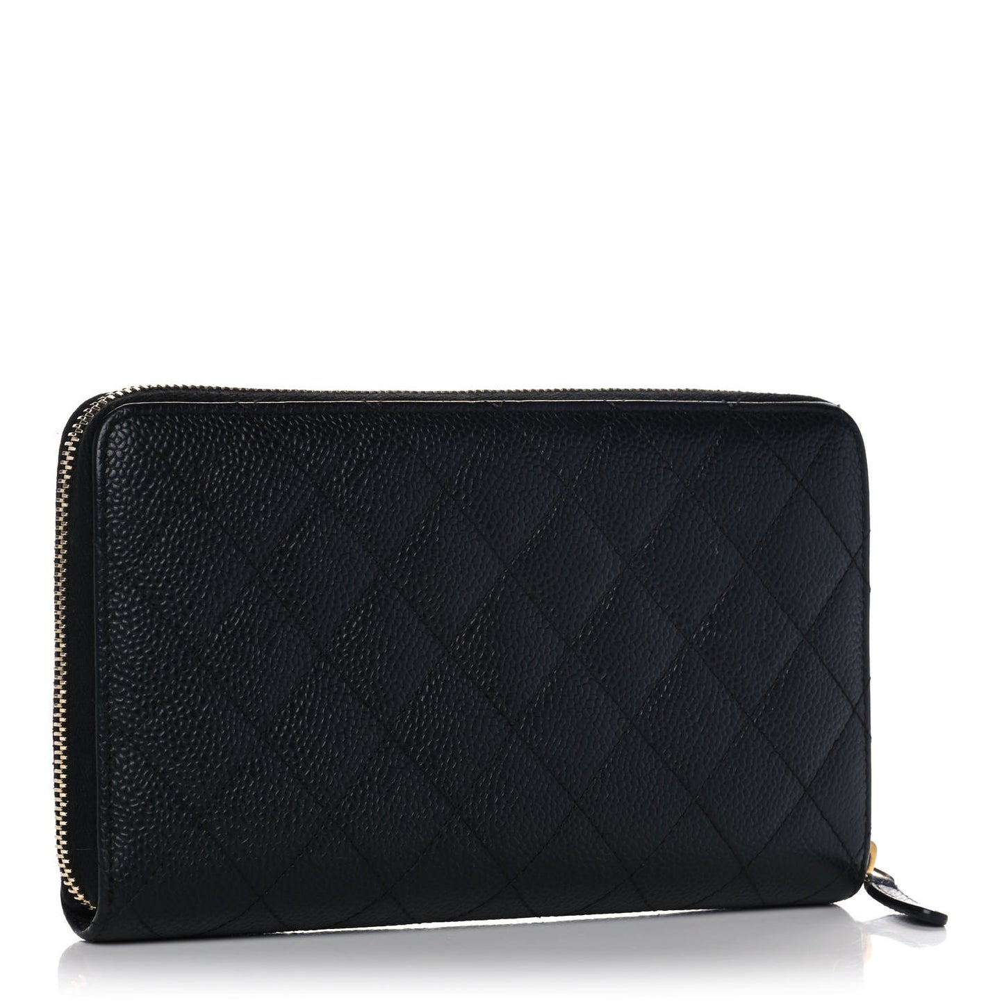 Caviar Quilted Large Zip Around Organizer Wallet Black