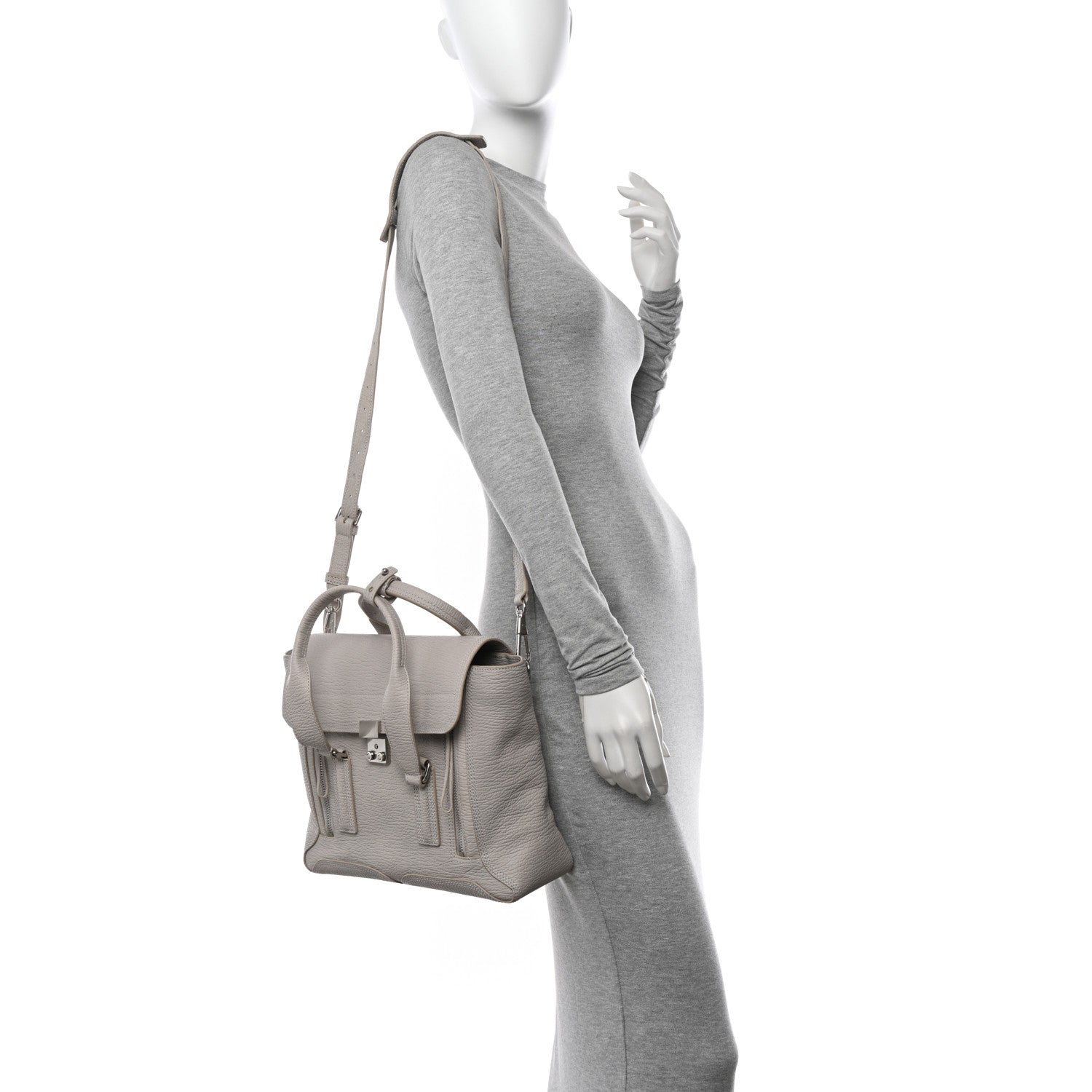 3.1 Phillip Lim Textured Calfskin Medium Pashli Satchel Feather 2 of 11