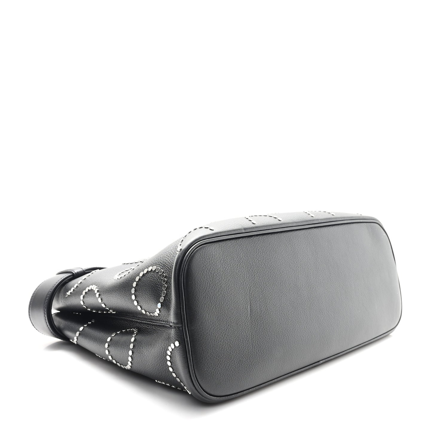 Soft Grain Calfskin Studded Large Buckle Bag With Belt Black