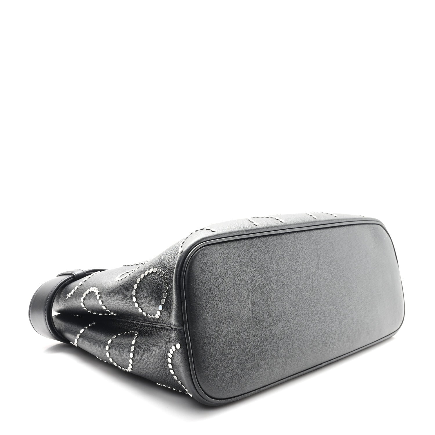 Prada Soft Grain Calfskin Studded Large Buckle Bag With Belt Black 4 of 9