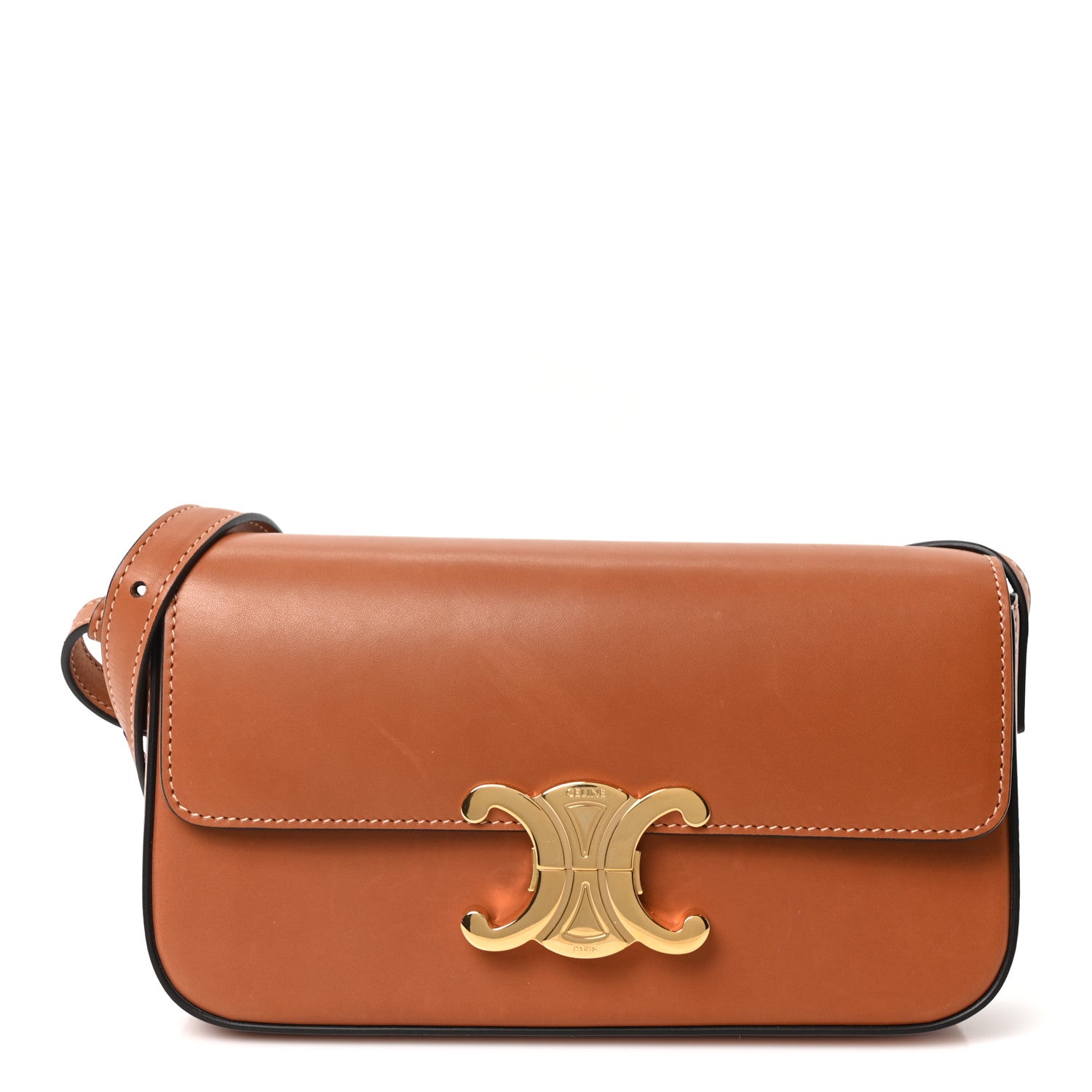 Celine Natural Calfskin Triomphe Shoulder Bag Tan 1 of 10