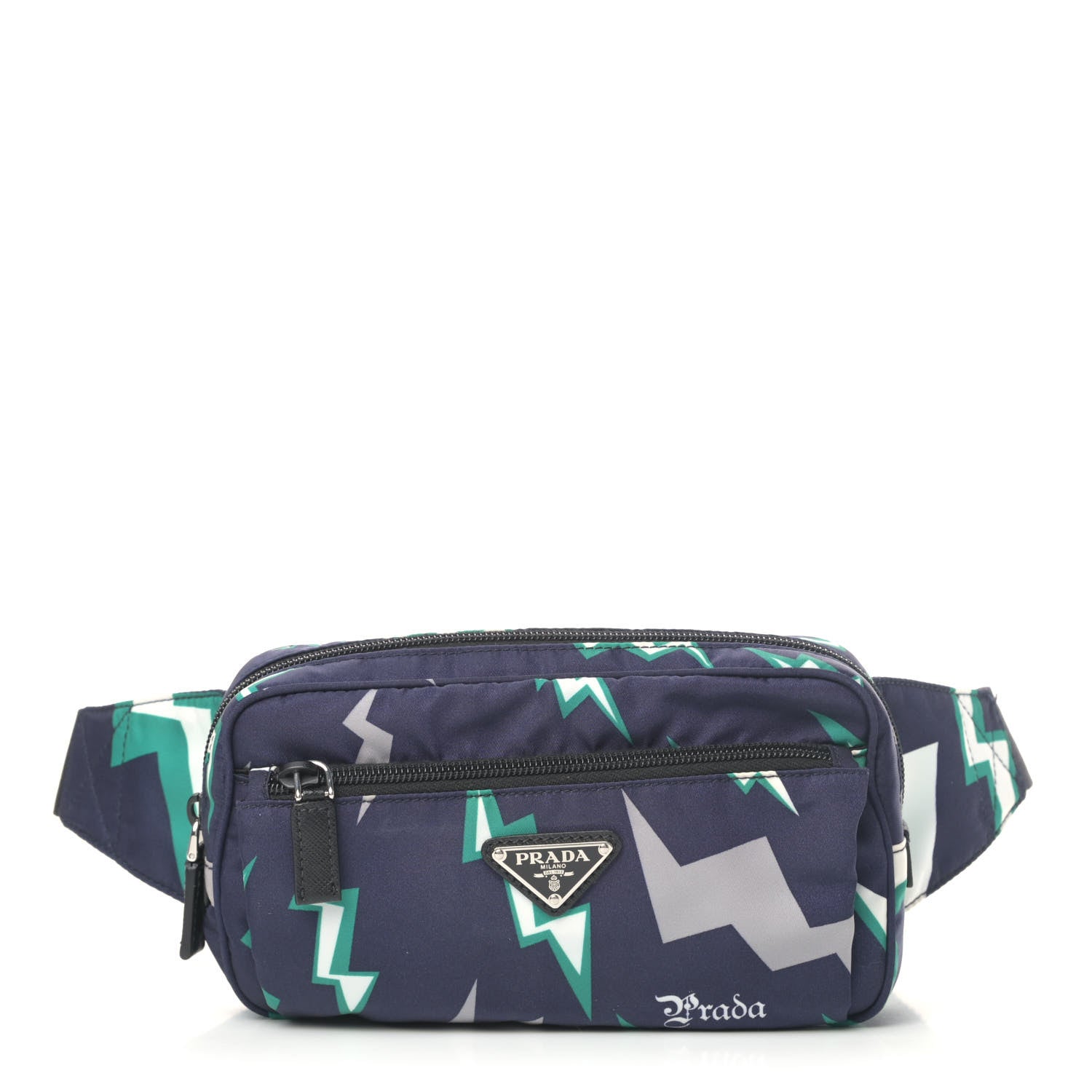 Prada X UNIVERSAL STUDIOS Tessuto Nylon Thunder Frankenstein Belt Bag Blu Smeraldo 1 of 9