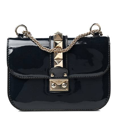 Valentino Garavani Patent Small Glam Lock Rockstud Flap Marine 1 of 9