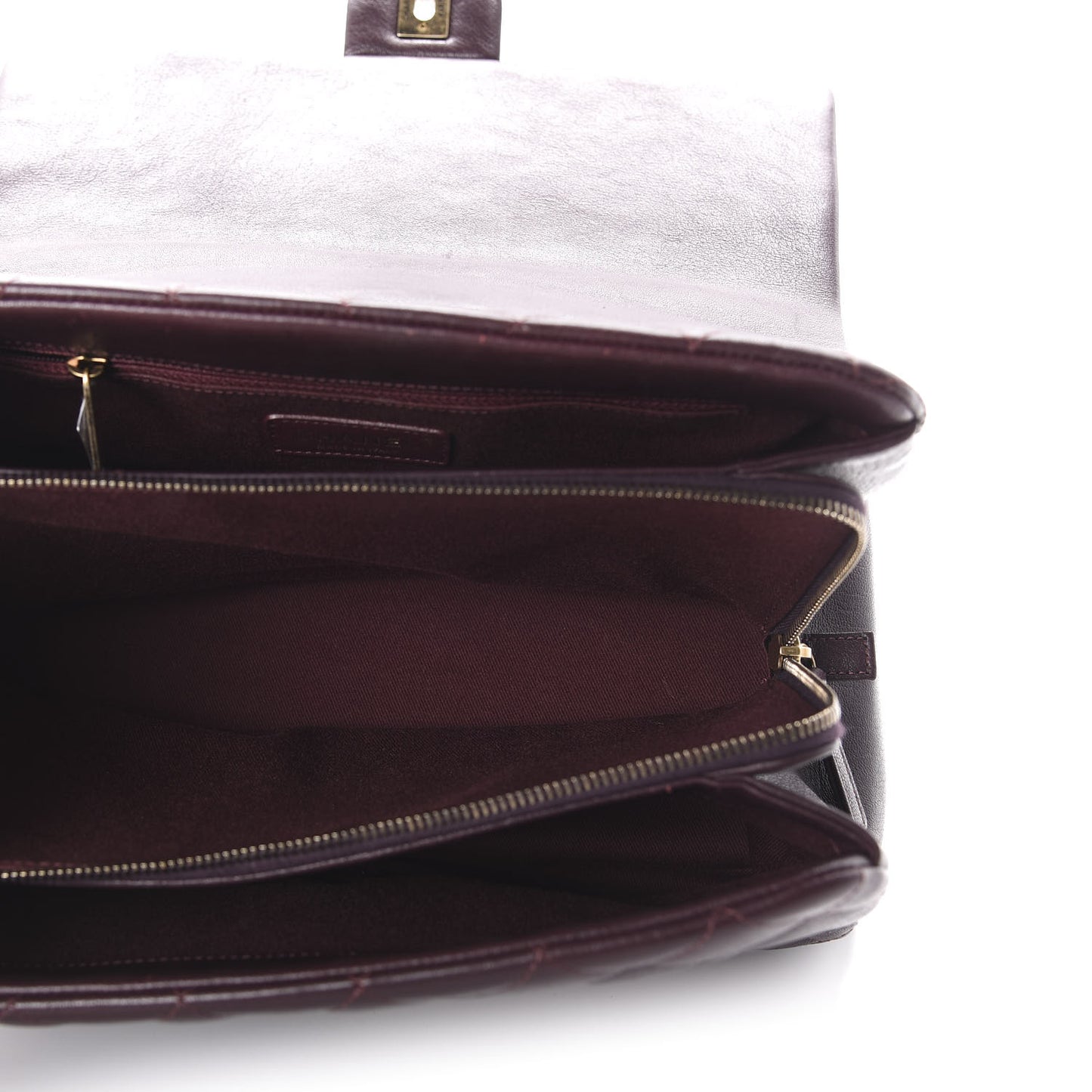 Shiny Sheepskin Quilted Large Trapezio Flap Dark Burgundy