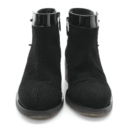 Chanel Velvet Patent CC Turnlock Ankle Boots 38 Black 2 of 8