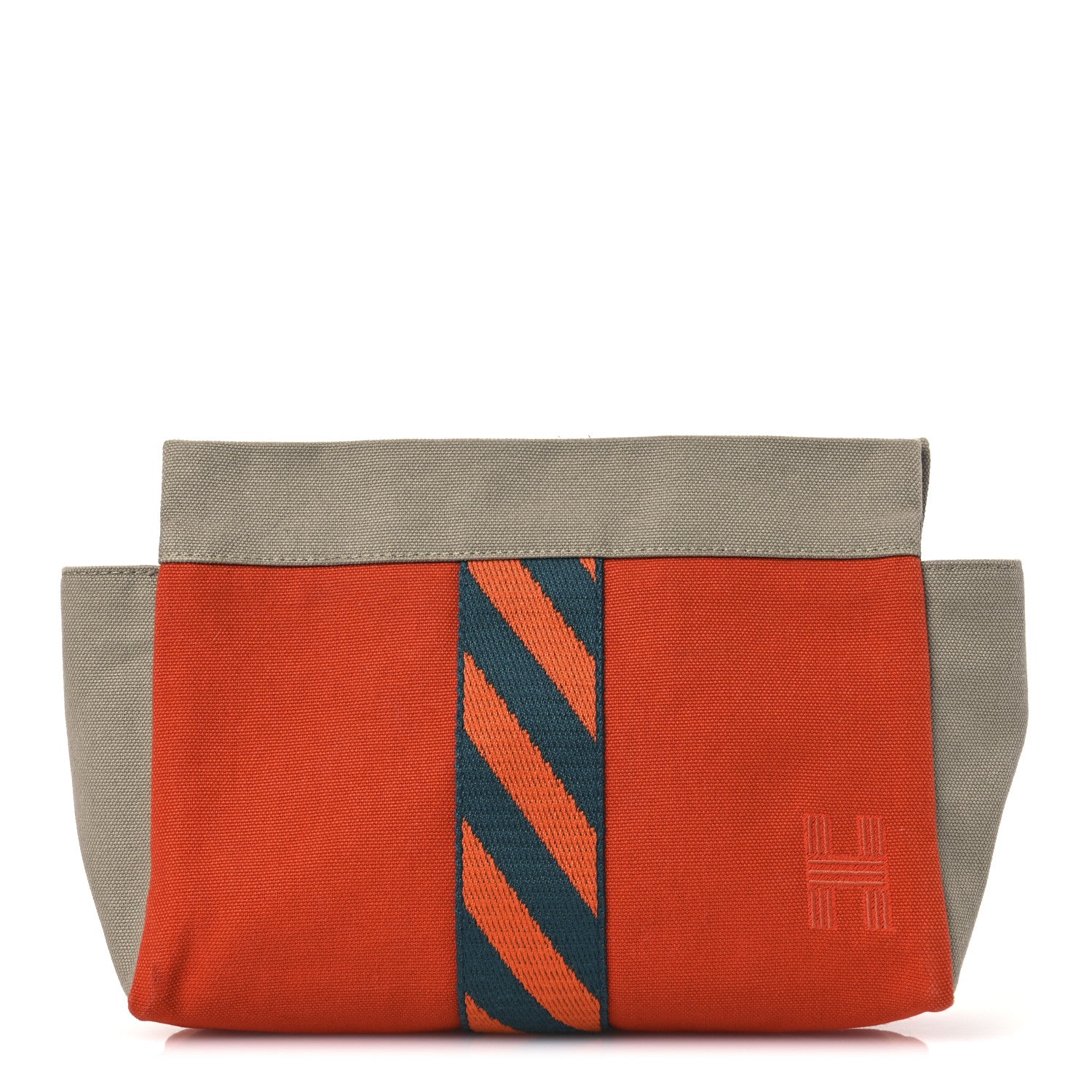 Hermes Canvas Jimetou PM Orange Feu Gris Ponce 1 of 12
