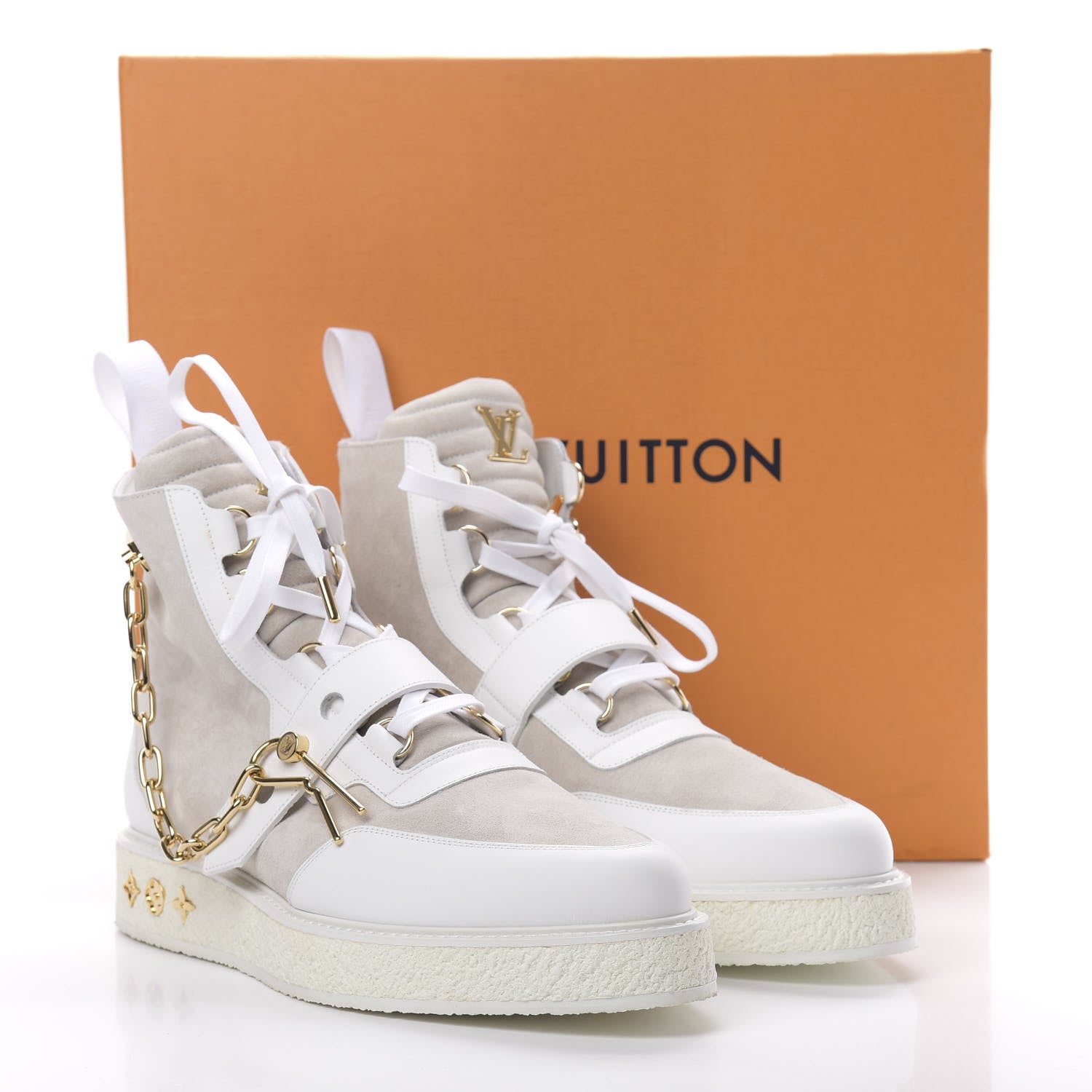 Louis Vuitton Calfskin Suede Mens Creeper Ankle Boots 10 White 9 of 9