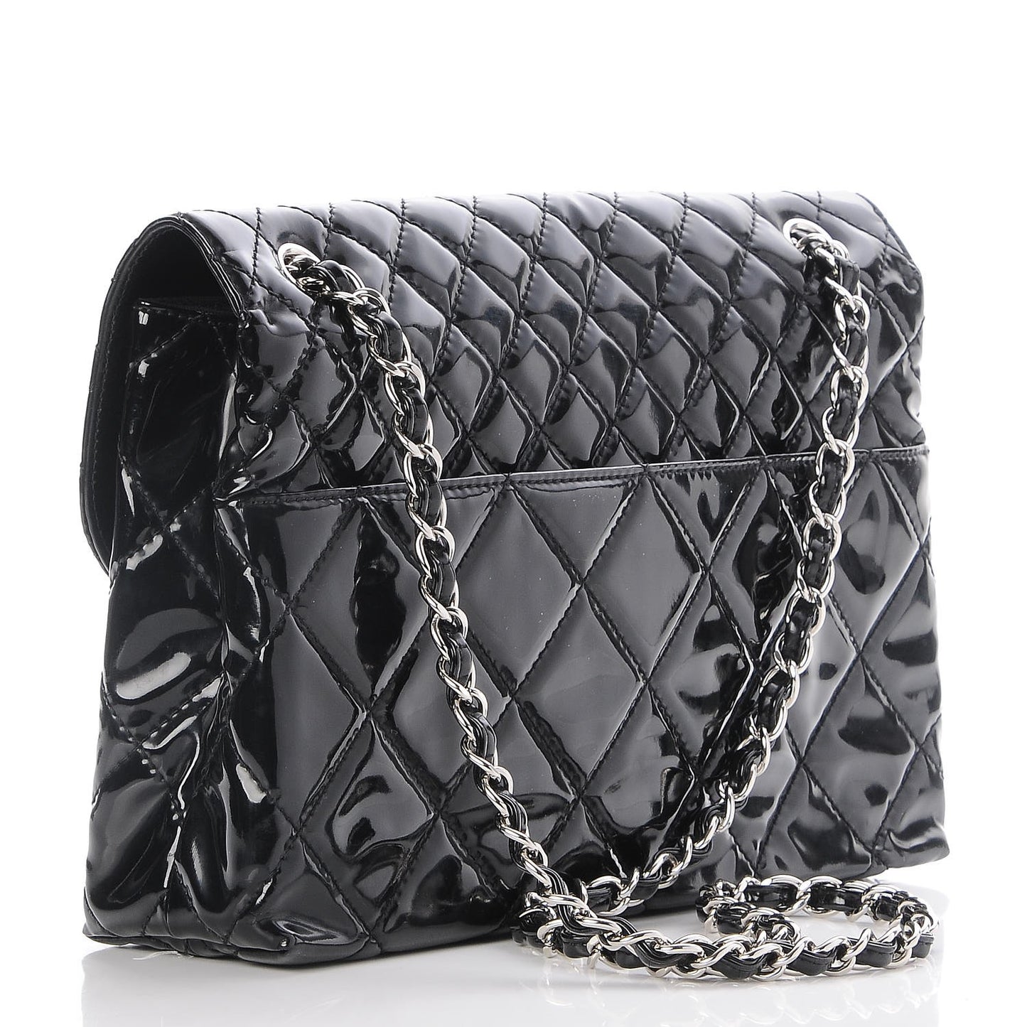 Vinyl Quilted In the Business Flap Bag Black
