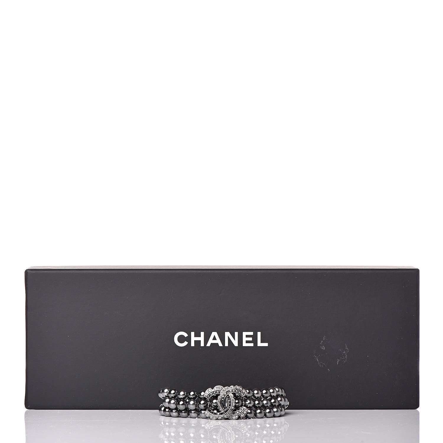Chanel Crystal Pearl Bead CC Multistrand Bracelet Pearly Grey 5 of 5