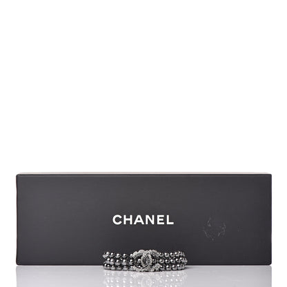 Chanel Crystal Pearl Bead CC Multistrand Bracelet Pearly Grey 5 of 5