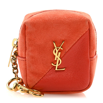 Saint Laurent Suede Lambskin Jaime Cube Charm Keychain Orange 1 of 6