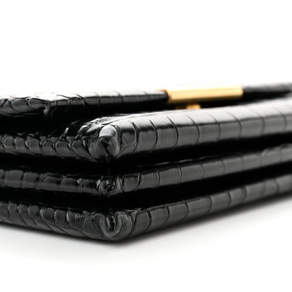 Balenciaga Shiny Extra Supple Calfskin Crocodile Embossed Small Triplet Bag Black 8 of 12