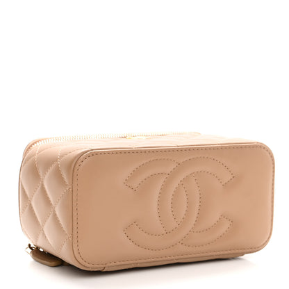 Chanel Lambskin Quilted Pearl Crush Small Vanity Case With Chain Beige 4 of 11