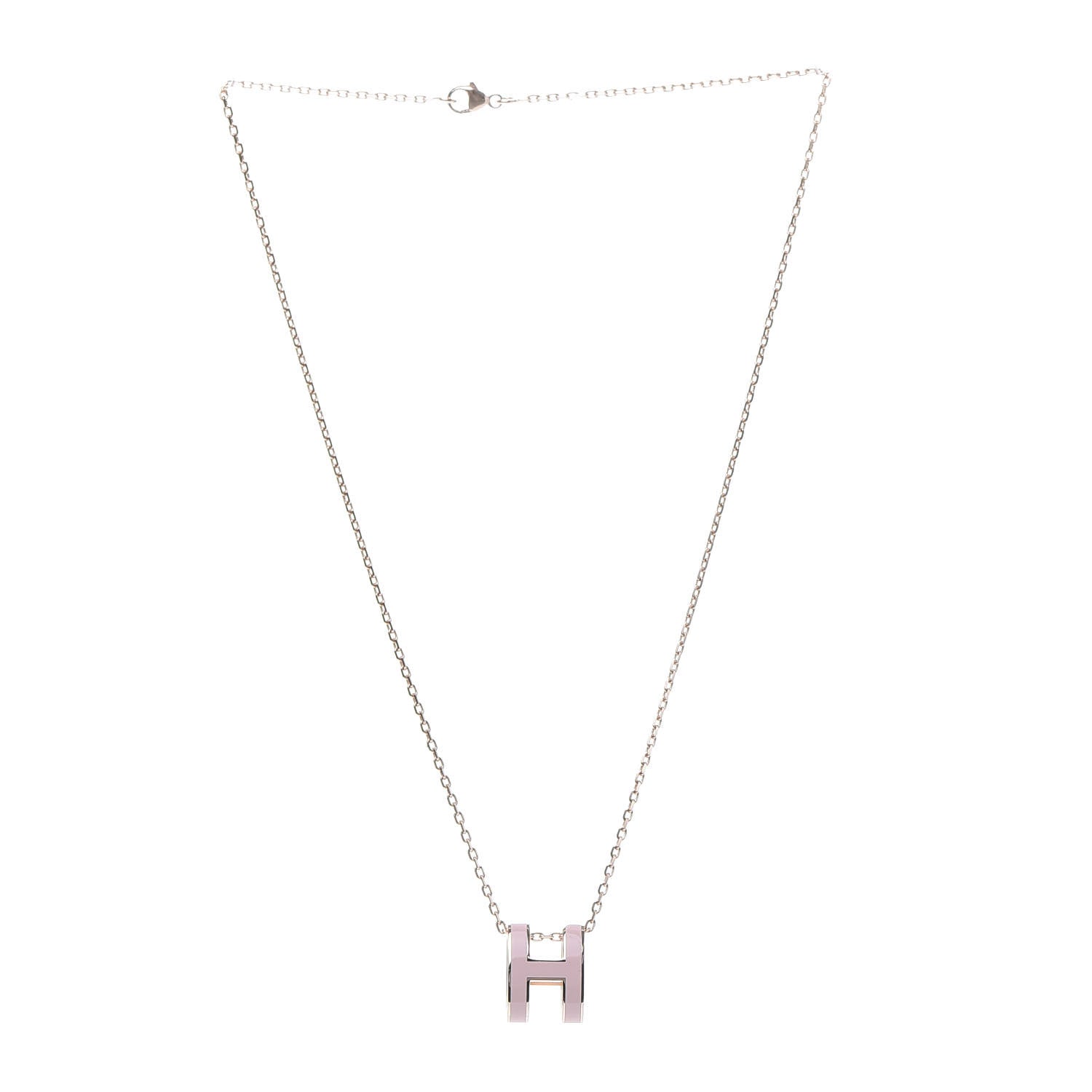 Hermes Lacquered Rose Gold Pop H Pendant Necklace Rose Dragee 3 of 7