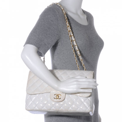 Chanel Patent Quilted Evening Star Jumbo Flap White 2 of 11