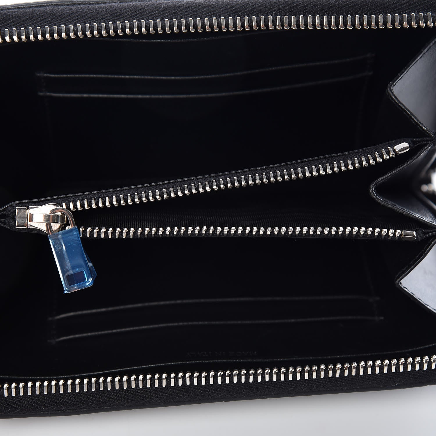 Saint Laurent Calfskin Crocodile Embossed Monogram Zip Around Wallet Black 6 of 11