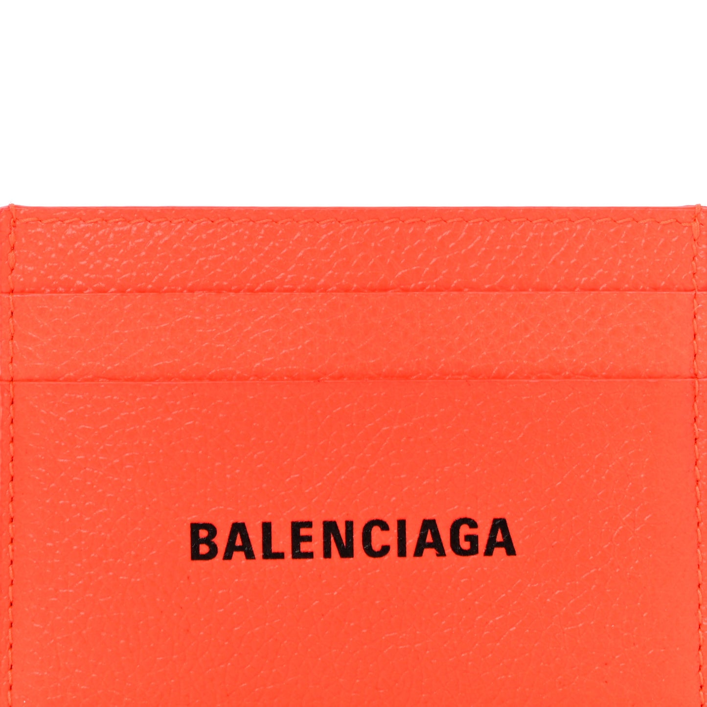 Grained Calfskin Logo Cash Card Holder Orange Black