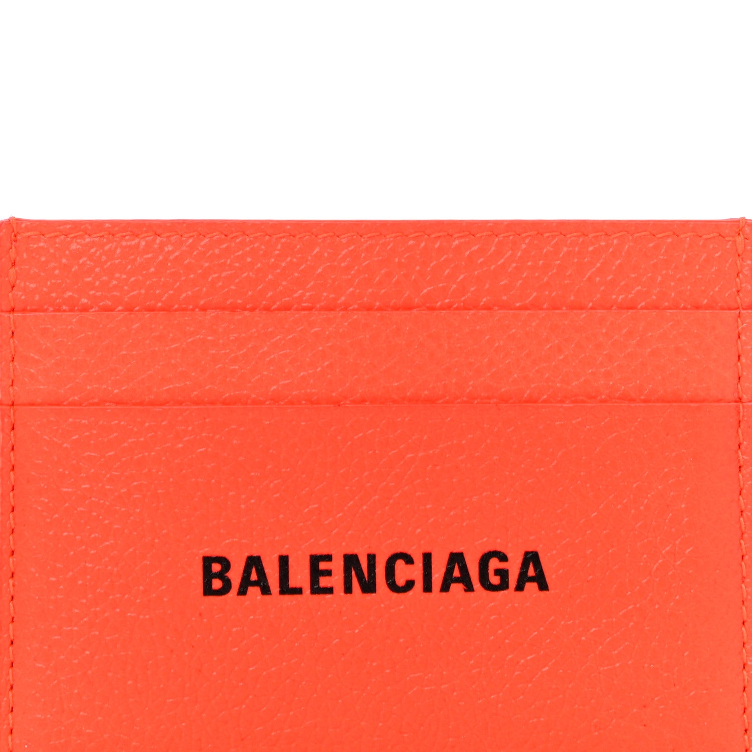Balenciaga Grained Calfskin Logo Cash Card Holder Orange Black 7 of 10