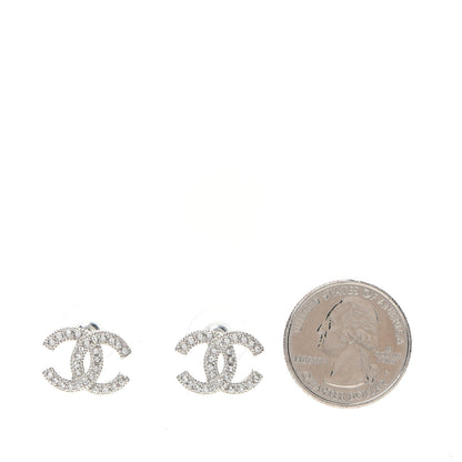 Chanel Crystal CC Earrings Silver 2 of 5