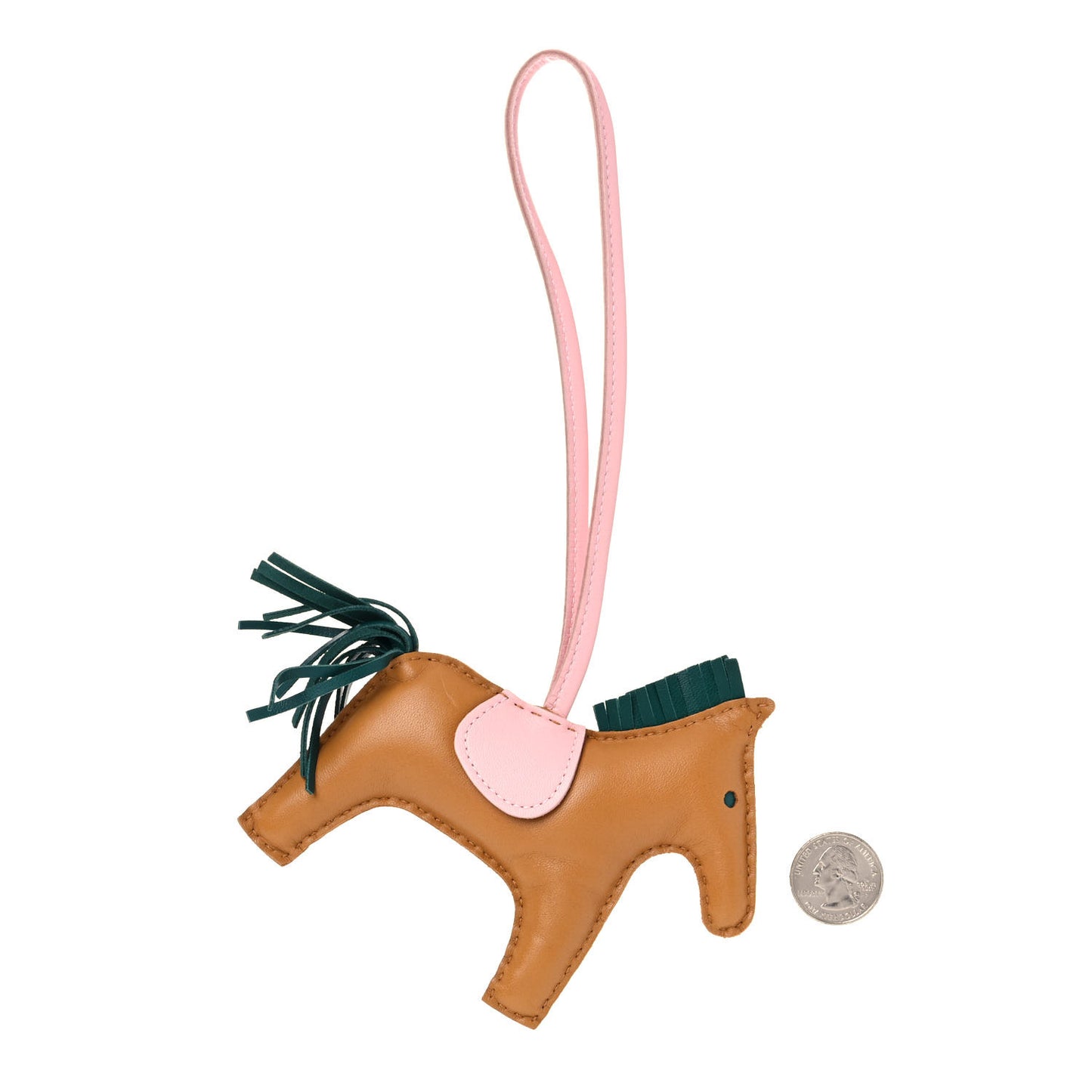 Milo Lambskin Grigri Rodeo Horse Bag Charm MM Sesame Malachite Rose Sakura
