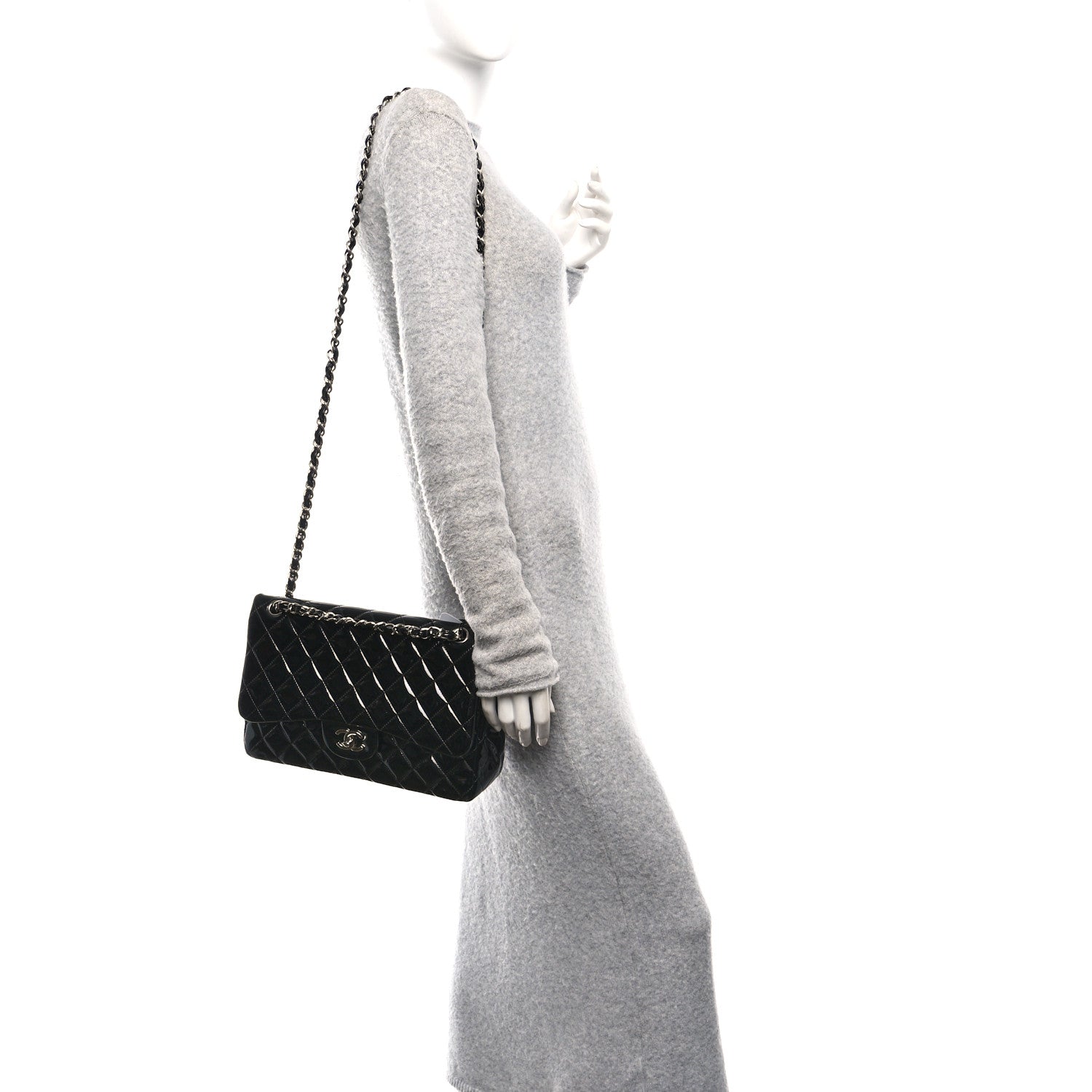 Chanel Patent Quilted Jumbo Double Flap Black 2 of 10
